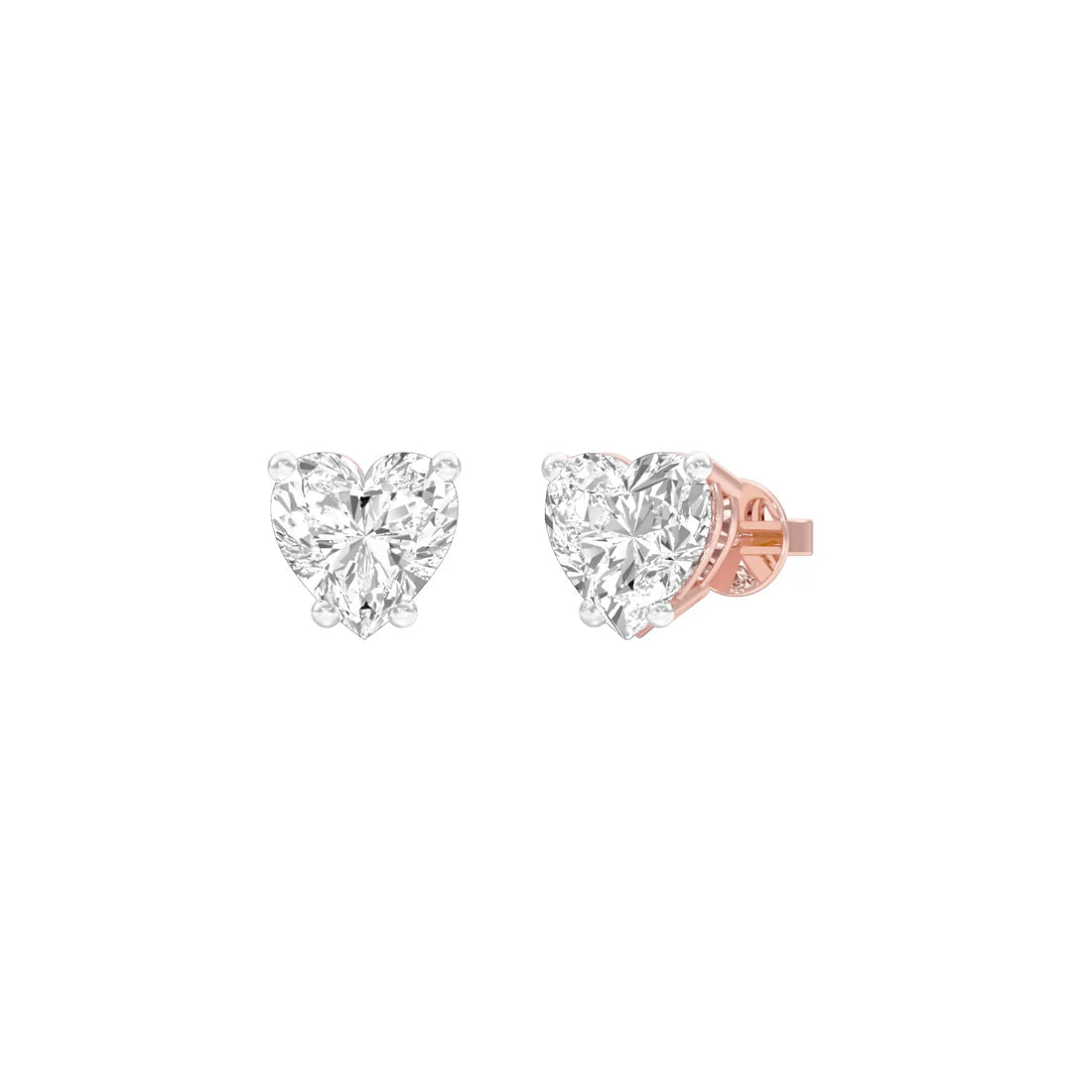 alluring heart diamond shape ear studs