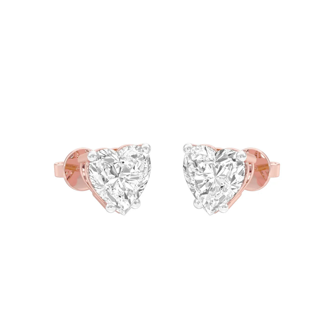 alluring heart diamond shape ear studs