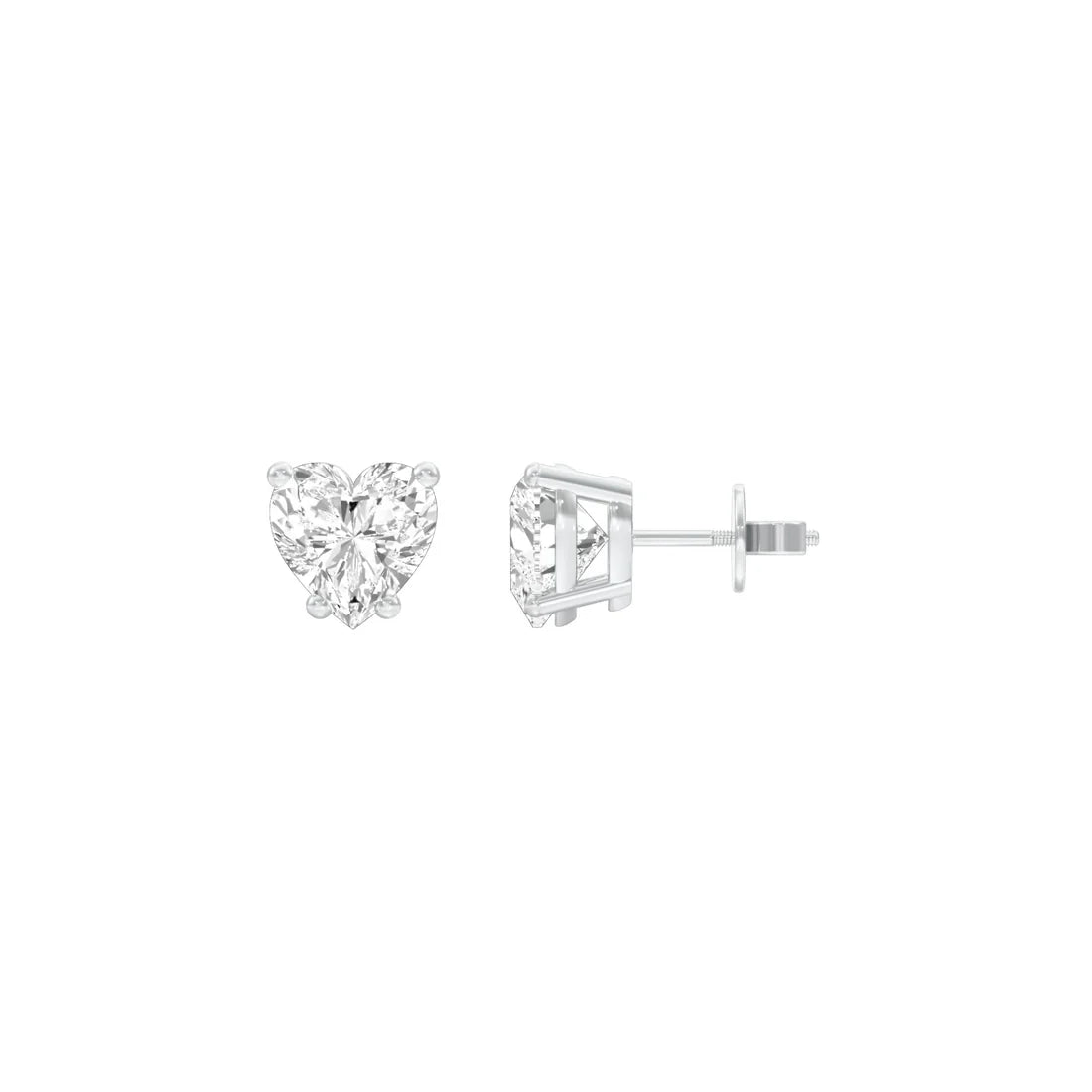 alluring heart diamond shape ear studs