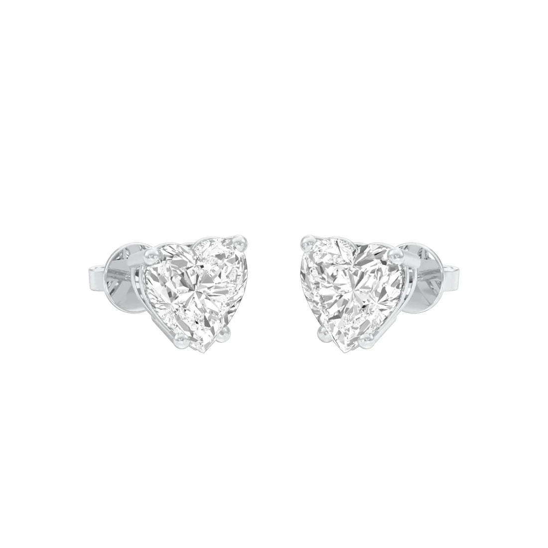 alluring heart diamond shape ear studs