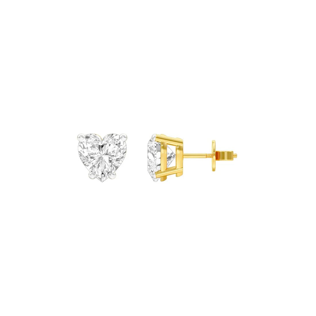 alluring heart diamond shape ear studs