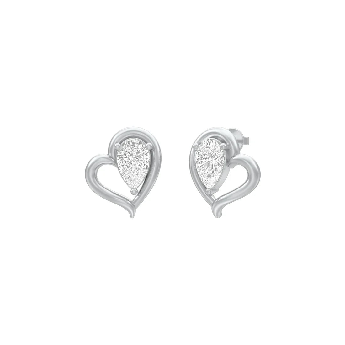 luscious heart shape pear diamond stud earring