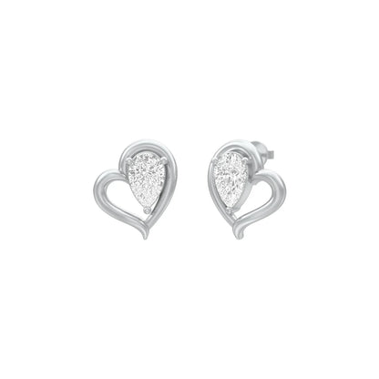 Luscious Heart Shape Pear Diamond Stud Earring