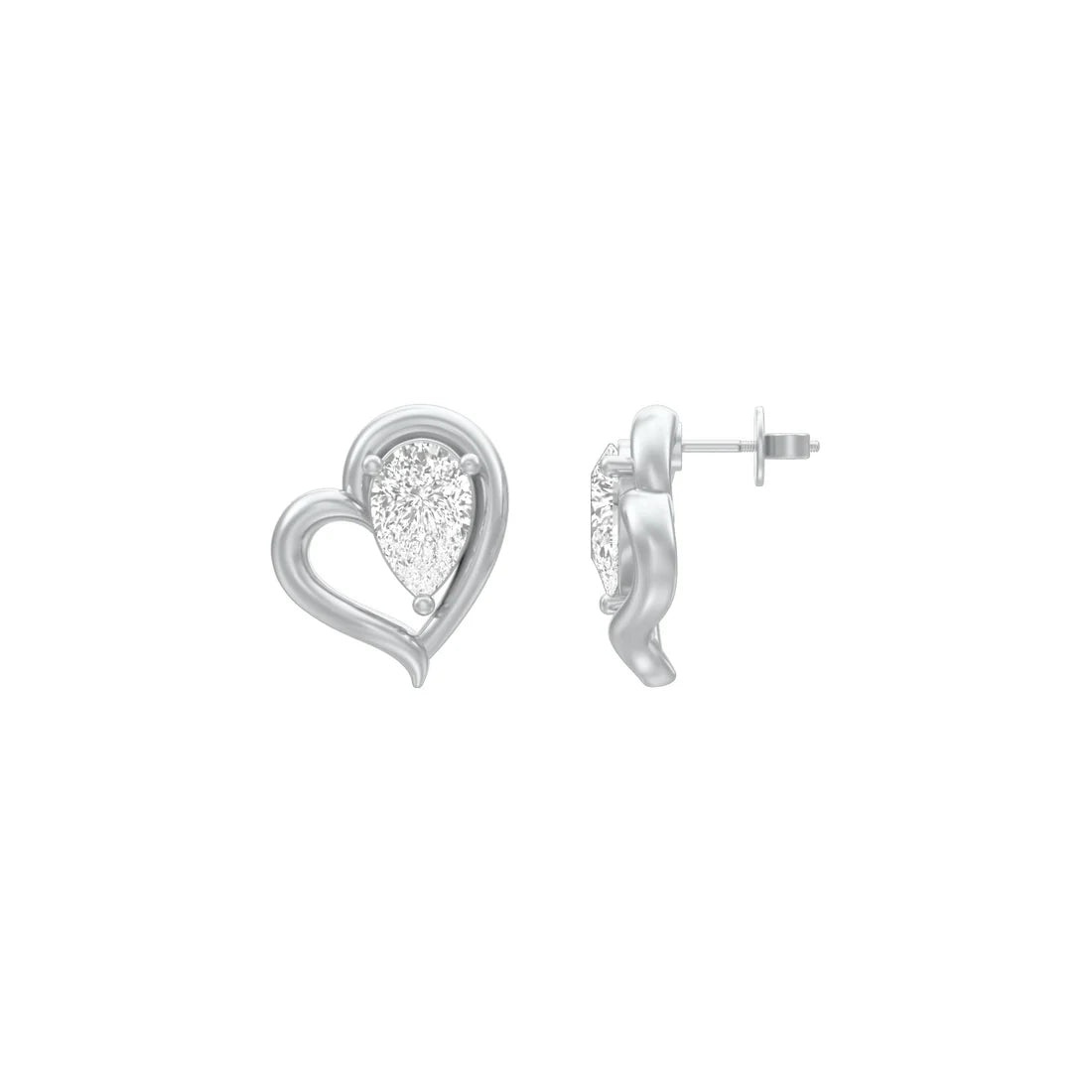 luscious heart shape pear diamond stud earring