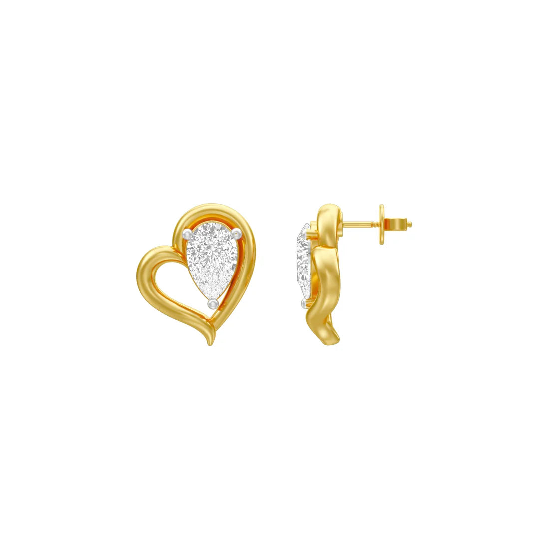 luscious heart shape pear diamond stud earring