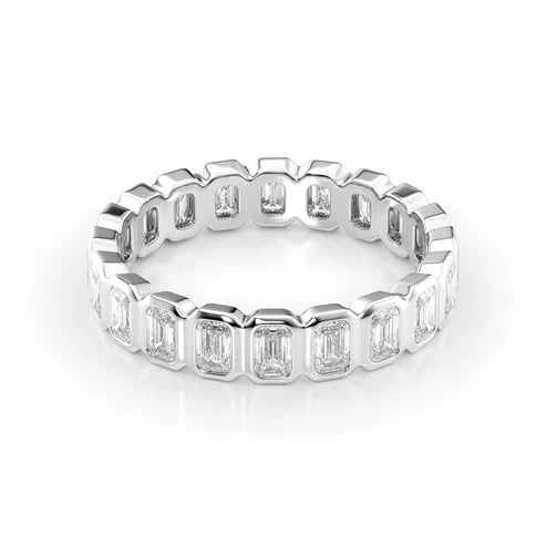 Exquisite Emrald Bezel Set Eternity Ring