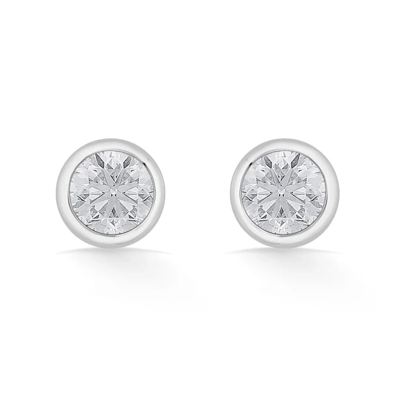 bezel set round diamond solitair studs