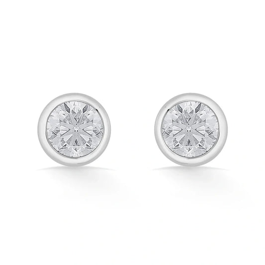 Bezel Set Round Diamond Solitair Studs