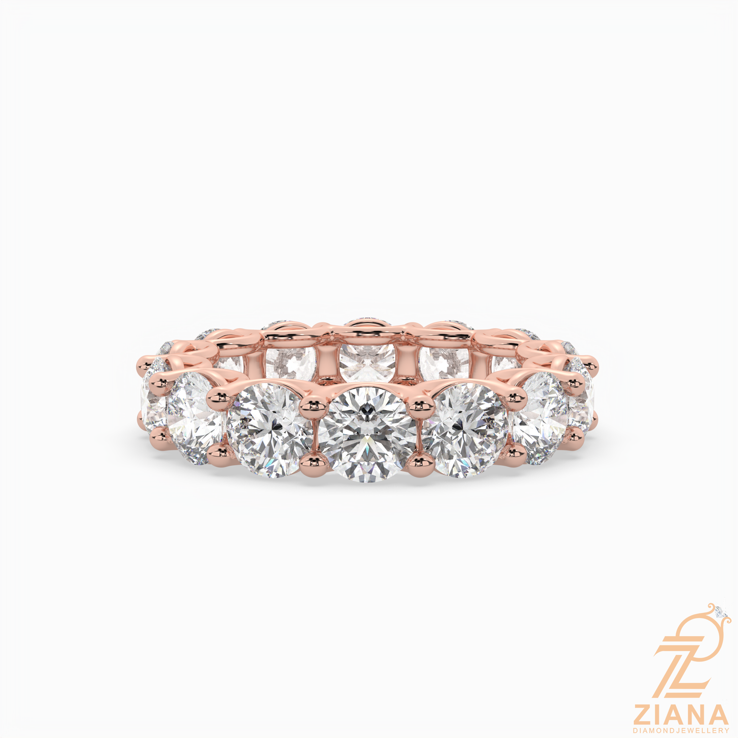 round brilliant diamond eternity band ring