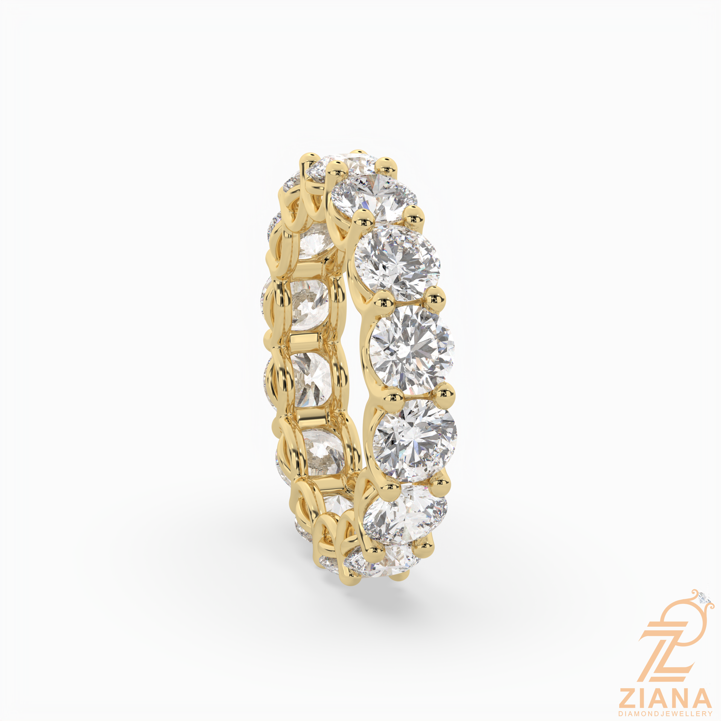 round brilliant diamond eternity band ring