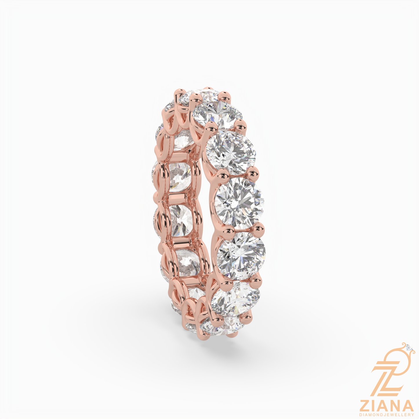 round brilliant diamond eternity band ring