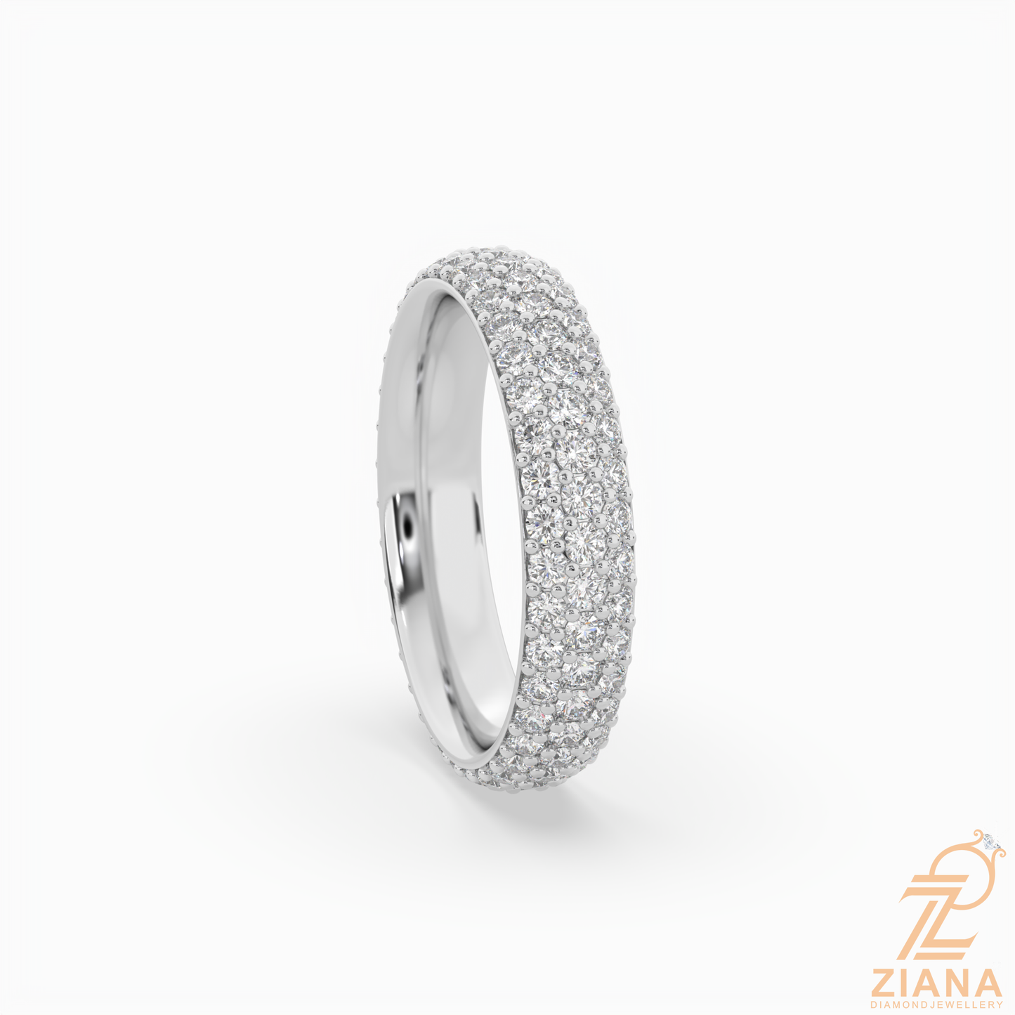 round diamond pavé eternity band ring