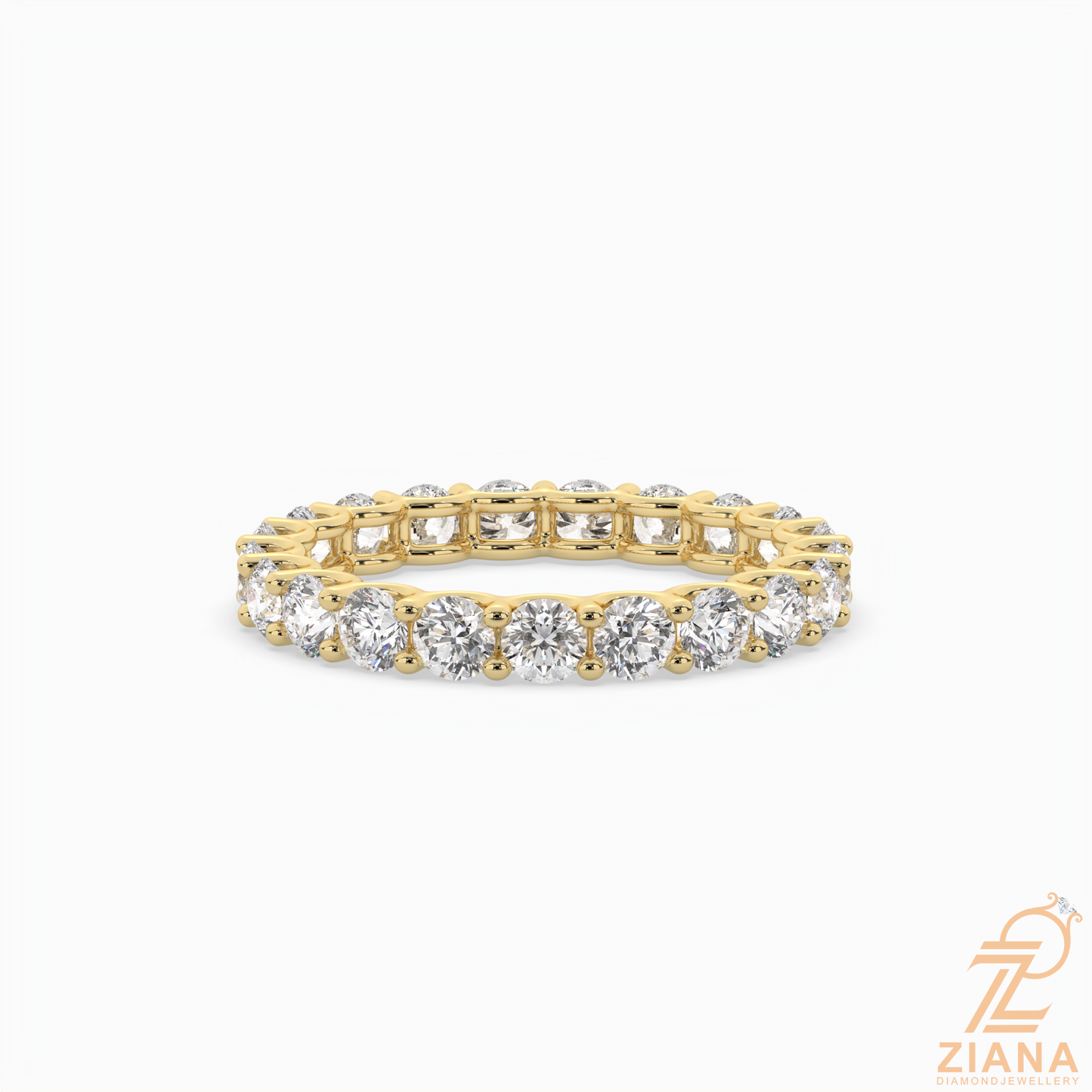 round brilliant cut diamond eternity band ring