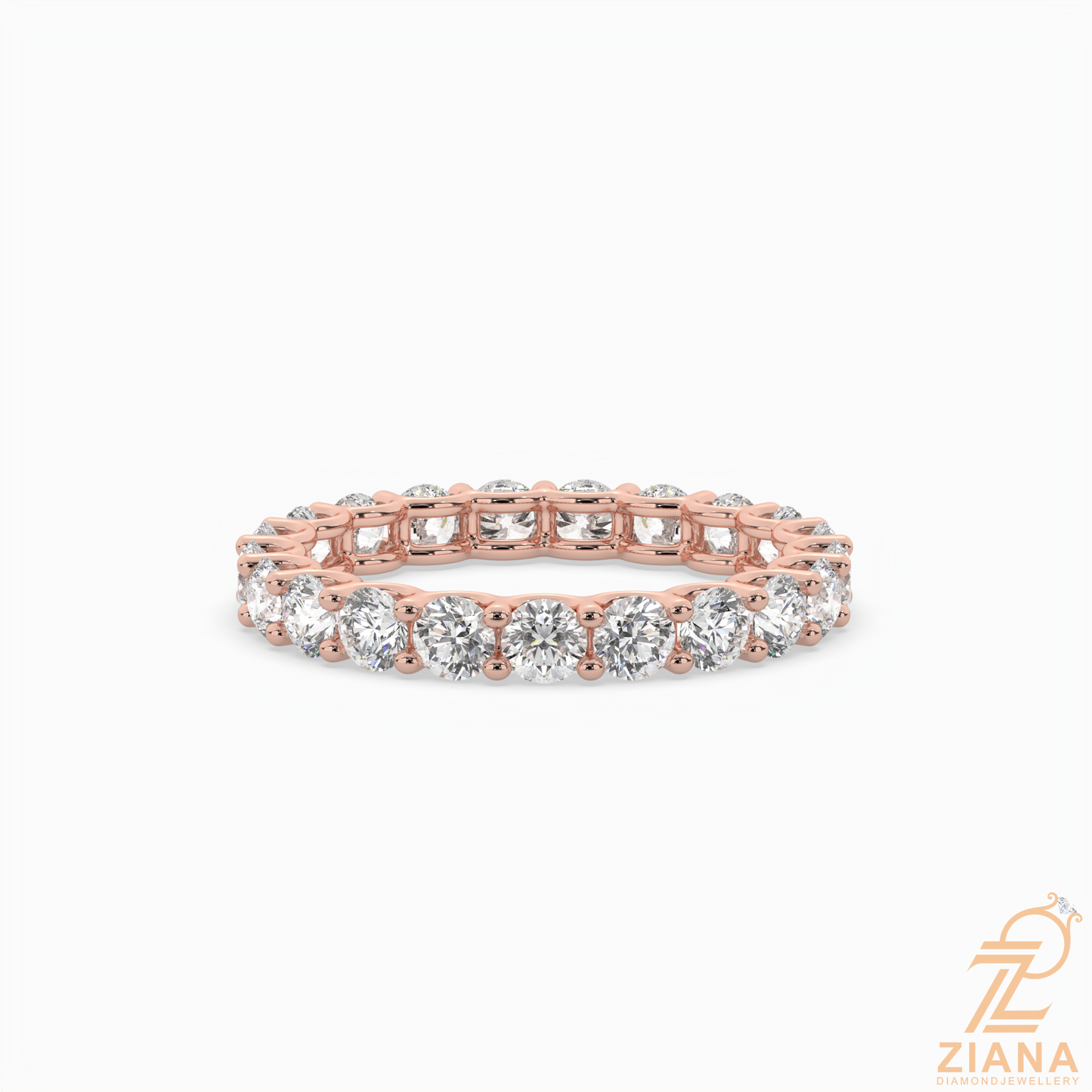 round brilliant cut diamond eternity band ring