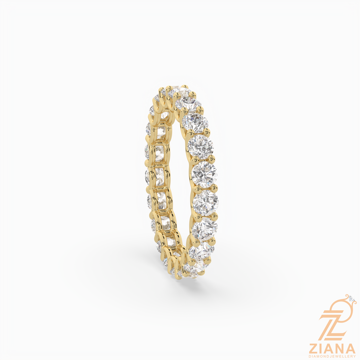 round brilliant cut diamond eternity band ring