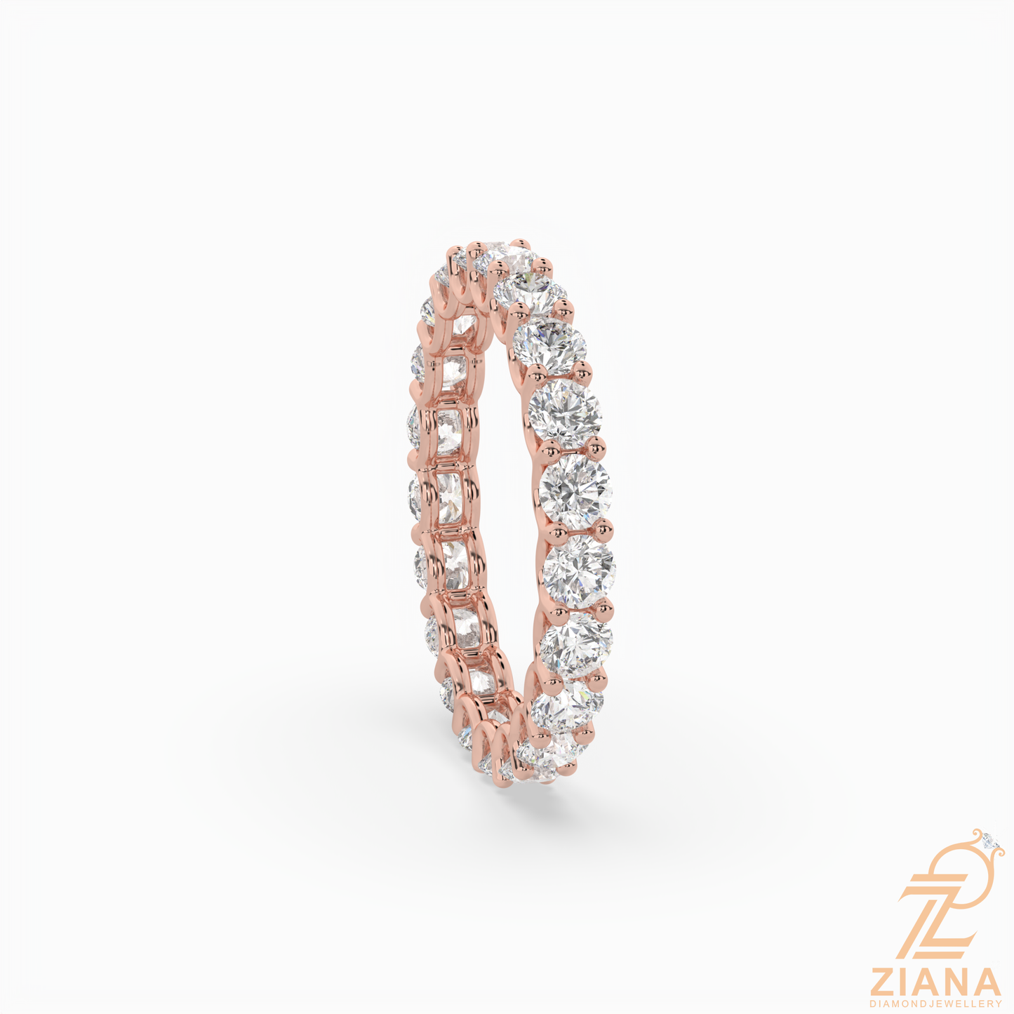 round brilliant cut diamond eternity band ring