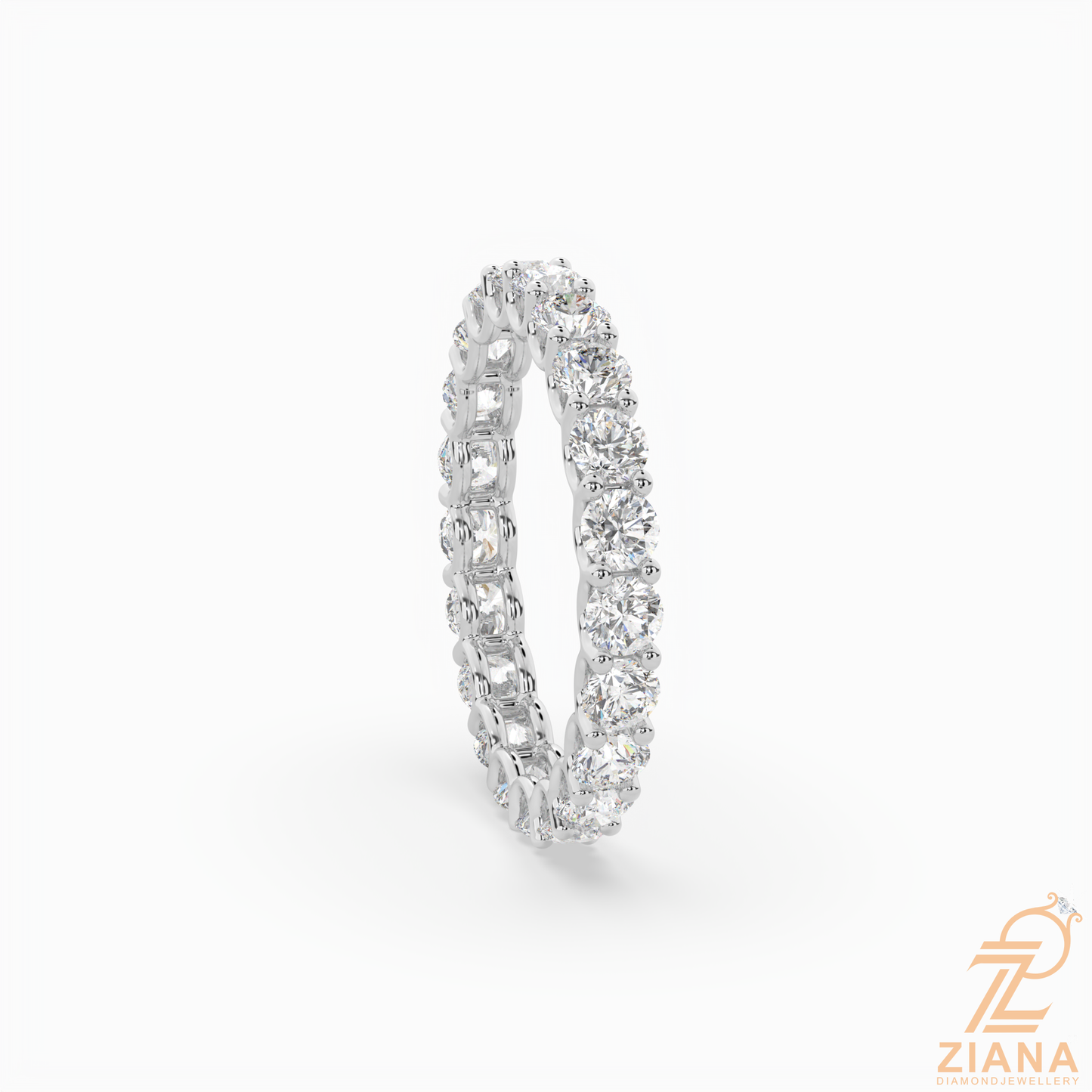 round brilliant cut diamond eternity band ring
