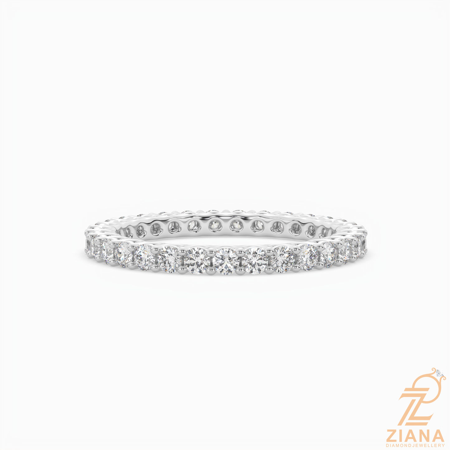 round brilliant cut diamond eternity band ring
