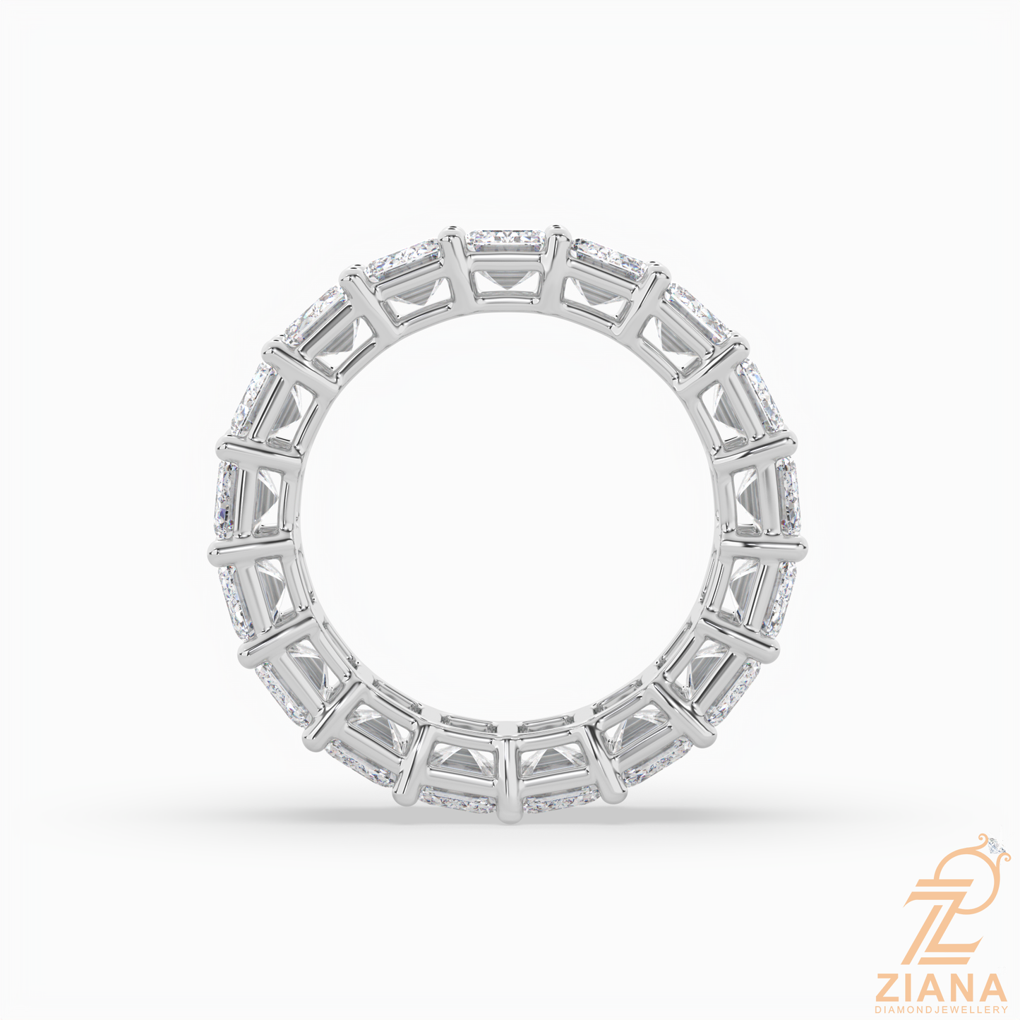 emerald cut diamond eternity band ring