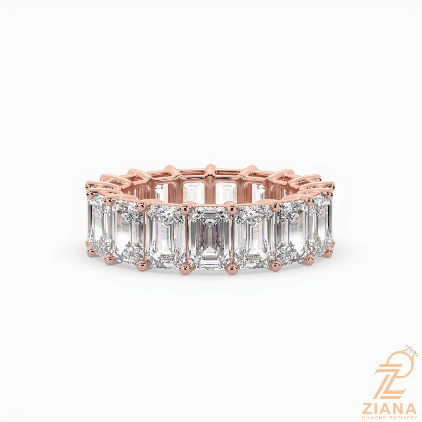 emerald cut diamond eternity band ring