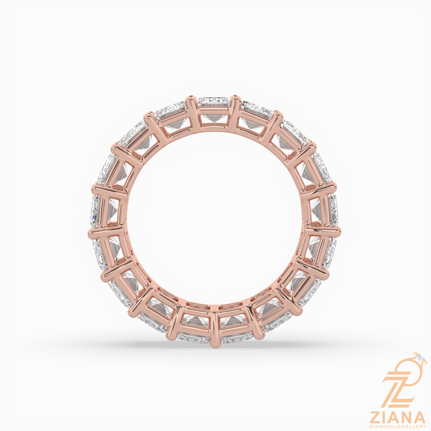 emerald cut diamond eternity band ring