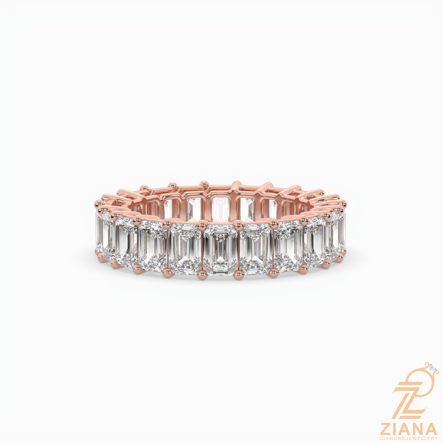emerald cut diamond eternity band ring