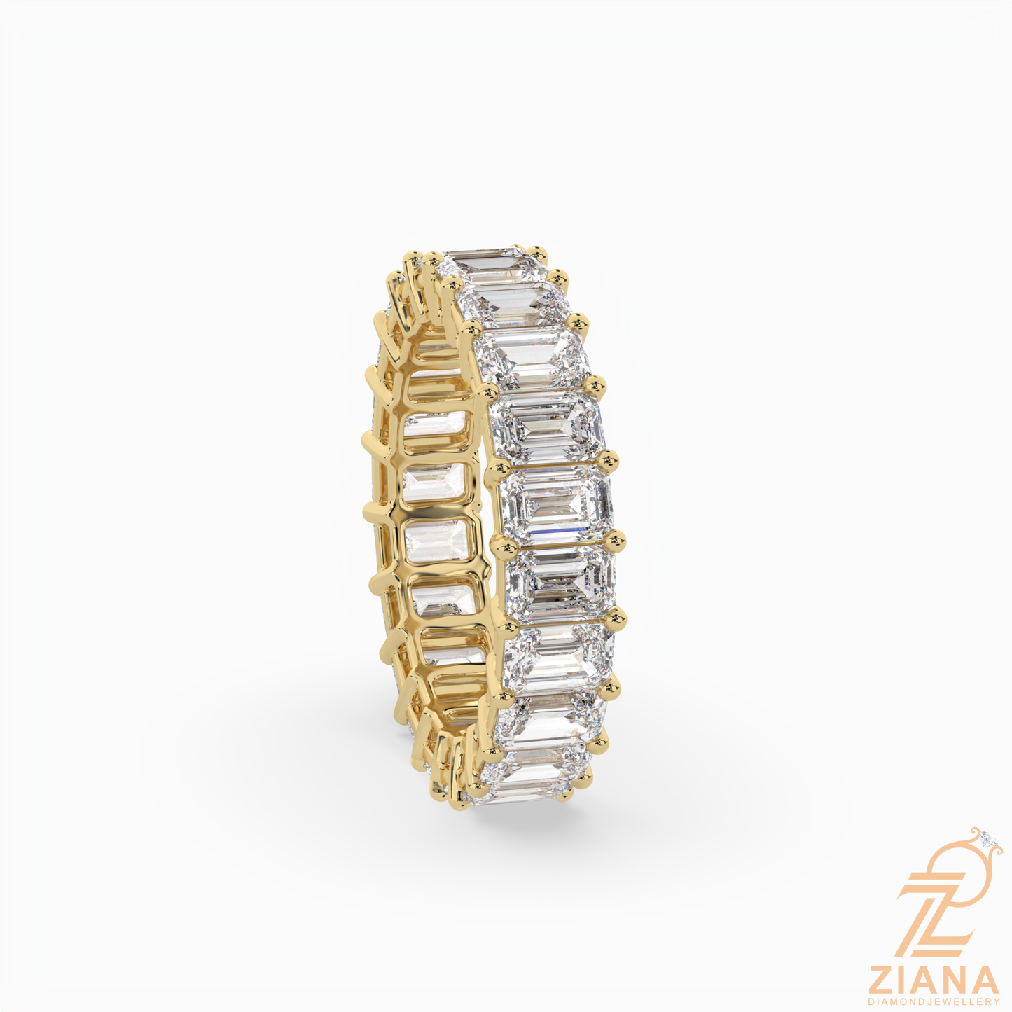 emerald cut diamond eternity band ring