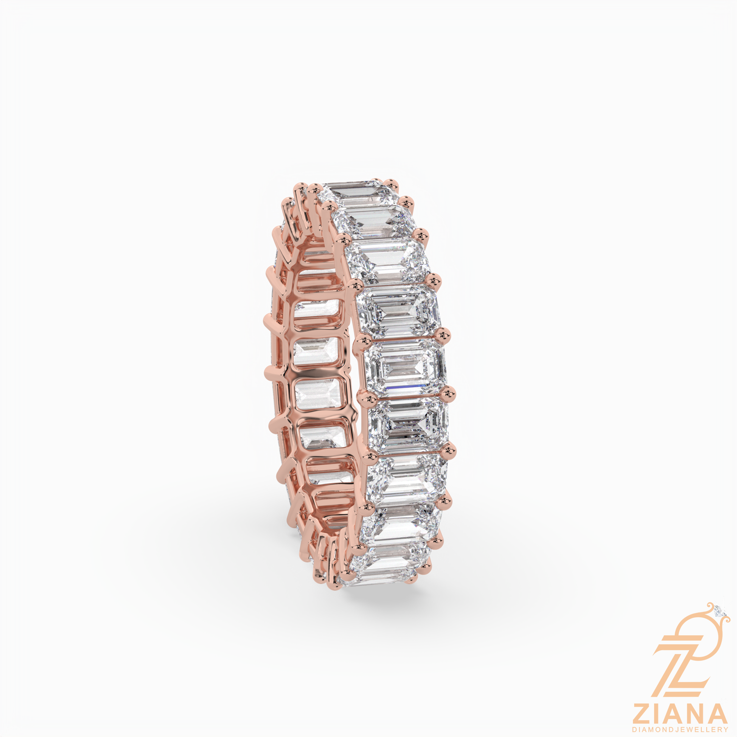 emerald cut diamond eternity band ring