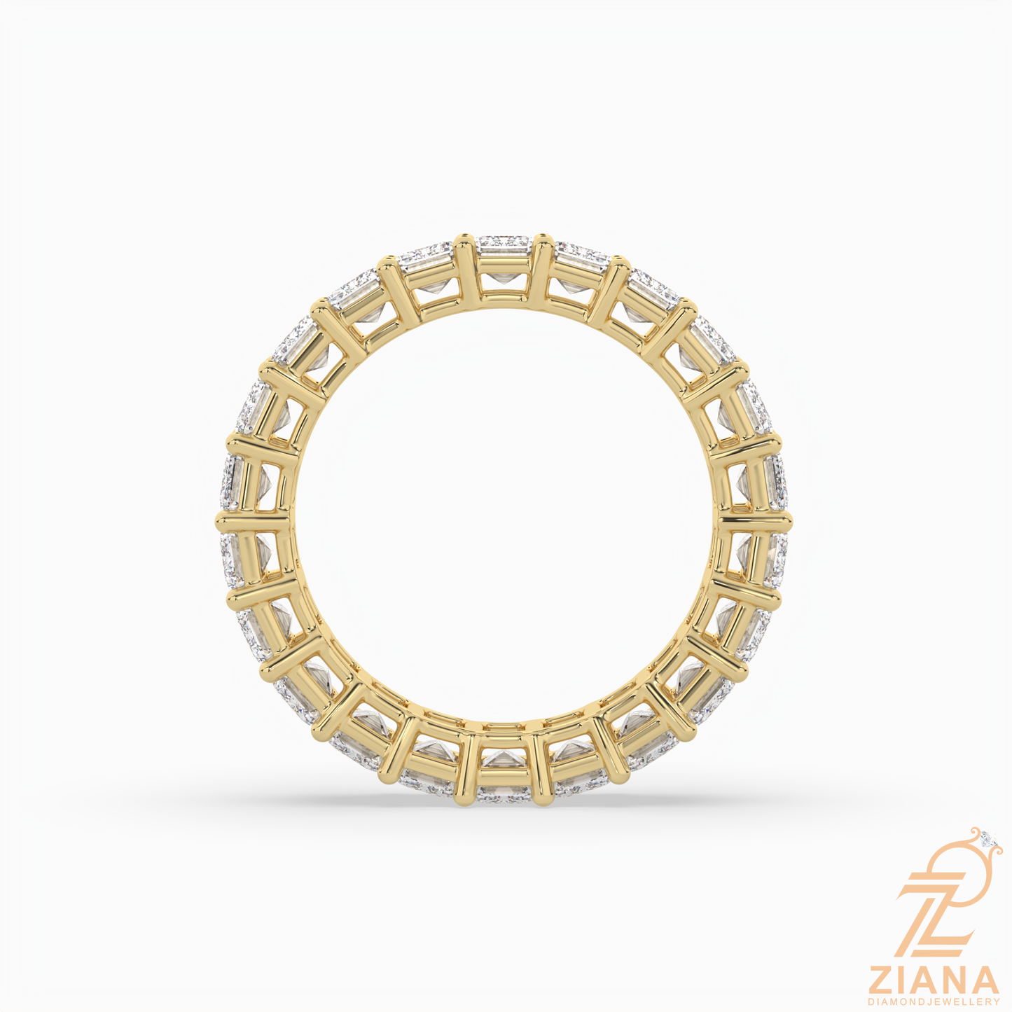 emerald cut diamond eternity band ring
