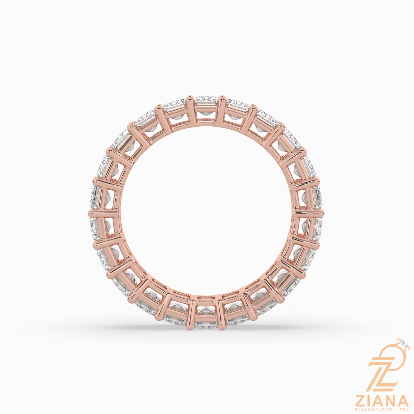 emerald cut diamond eternity band ring