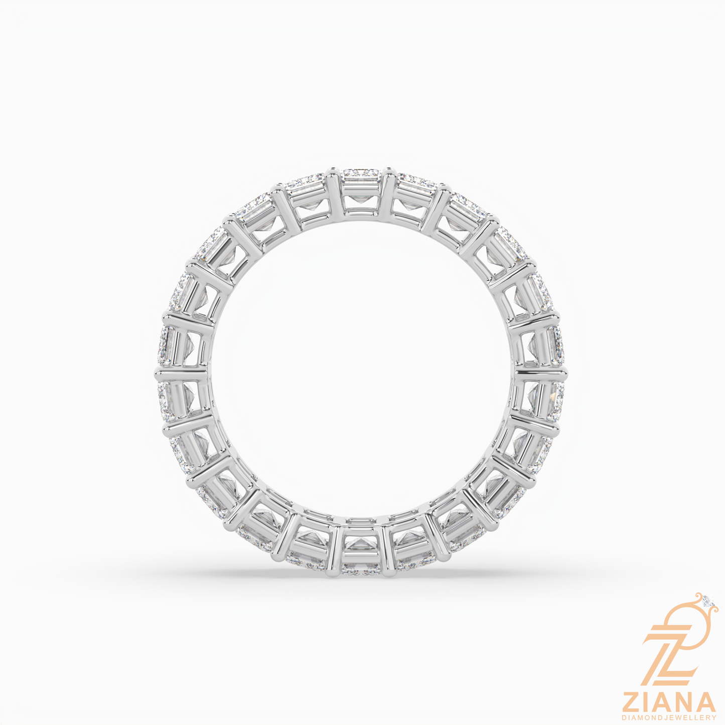 emerald cut diamond eternity band ring