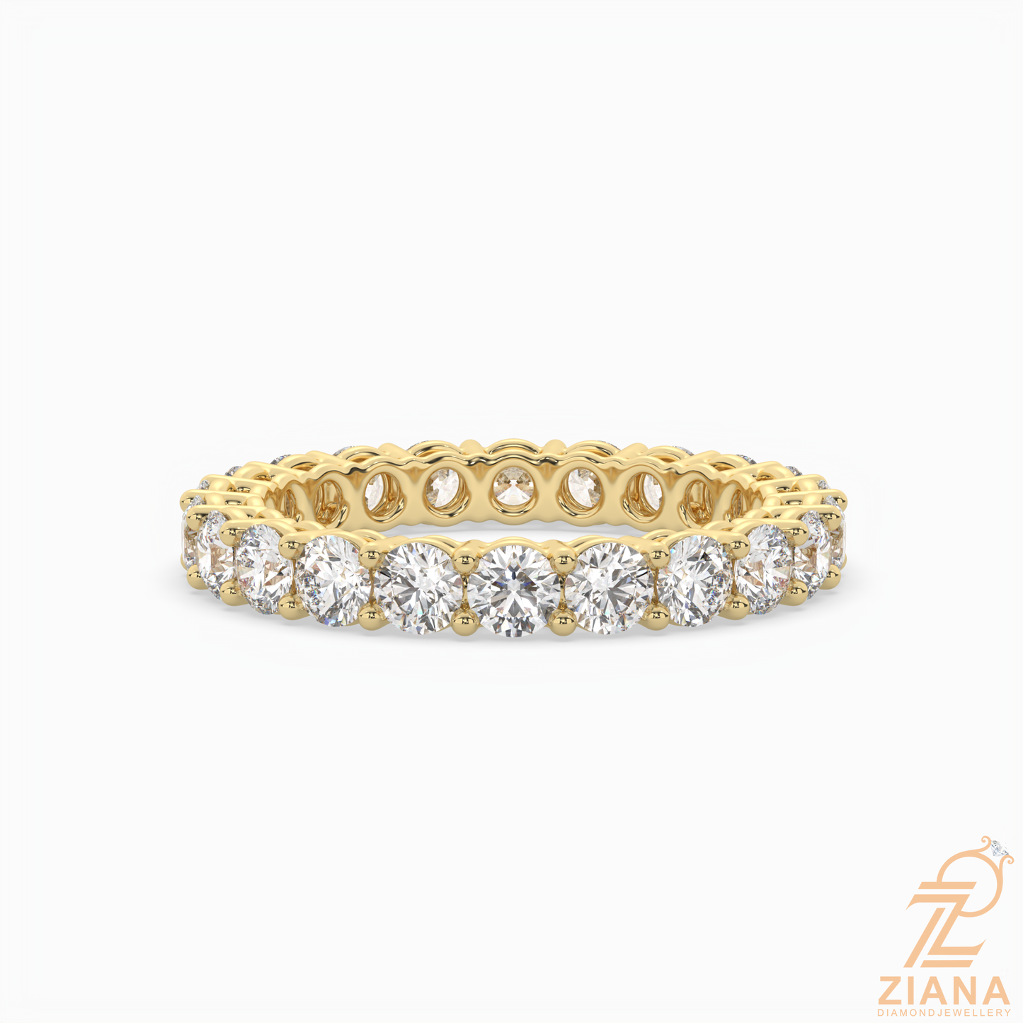 round brilliant diamond eternity band ring