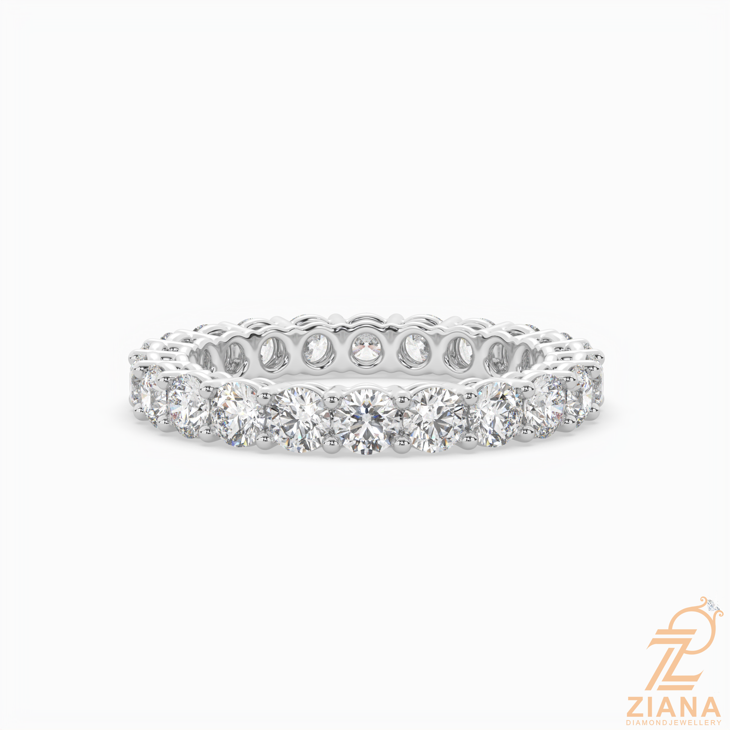 round brilliant diamond eternity band ring