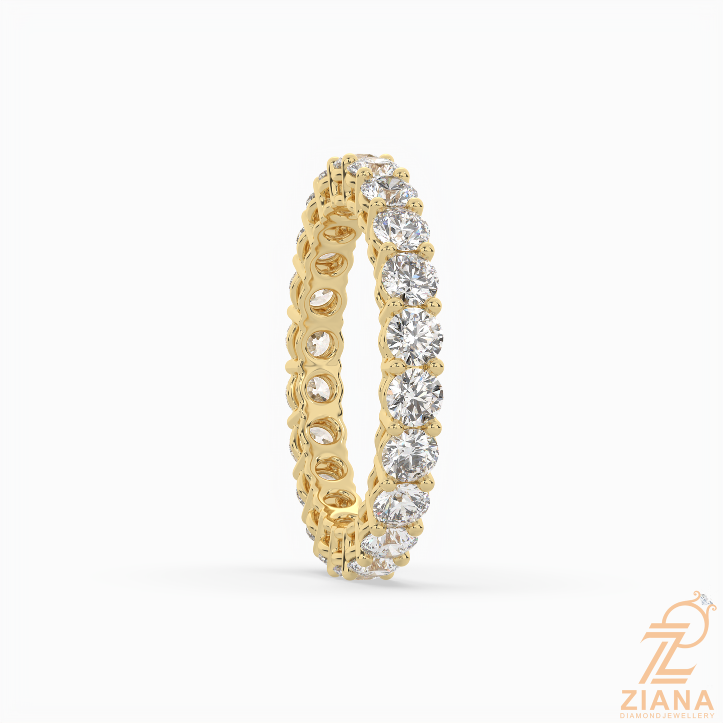 round brilliant diamond eternity band ring