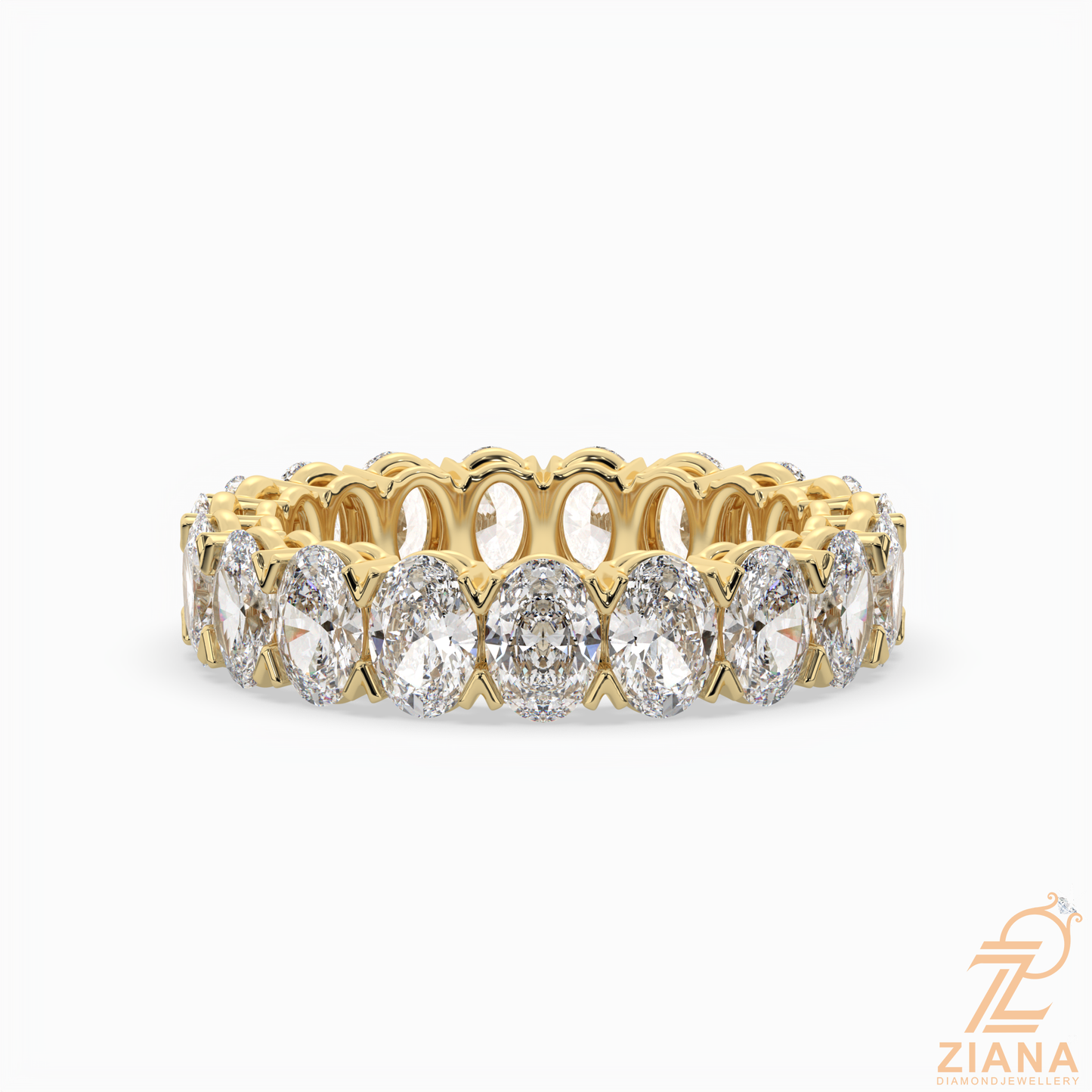 oval diamond eternity band ring