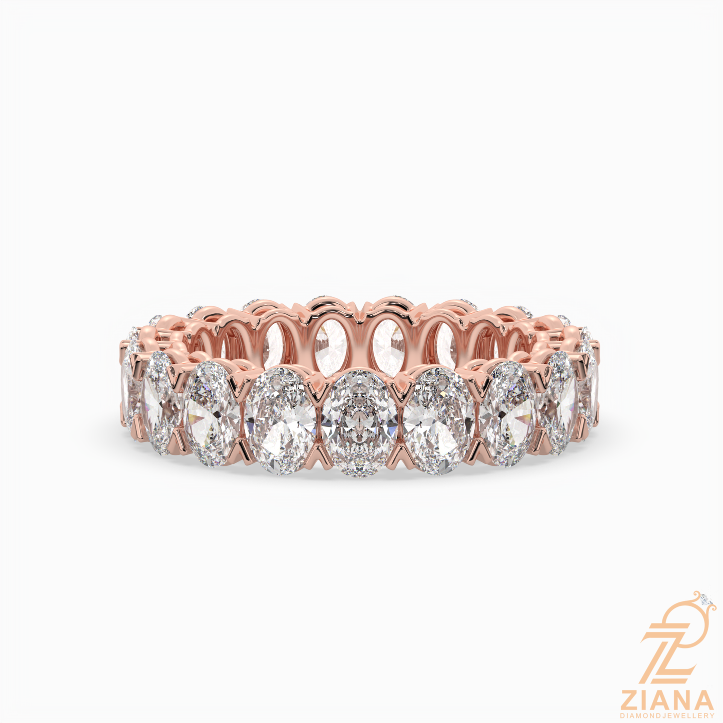 oval diamond eternity band ring