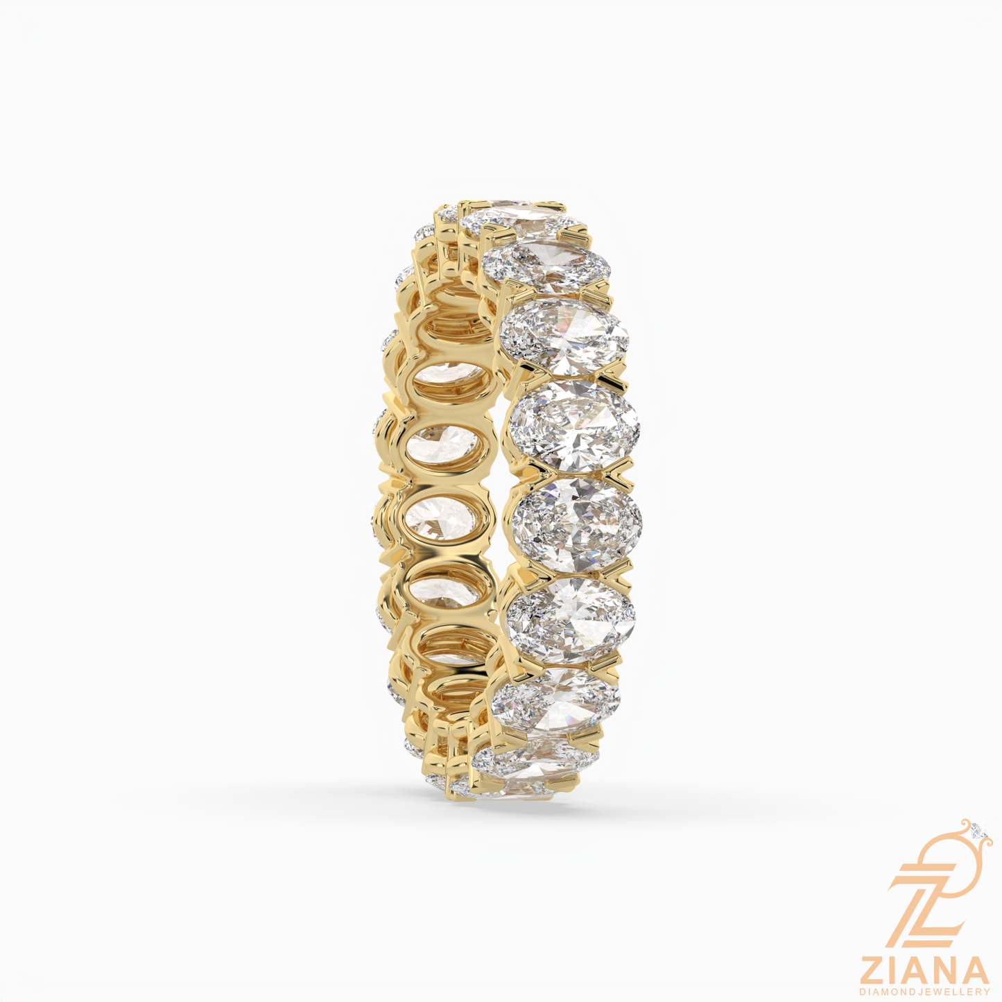 oval diamond eternity band ring