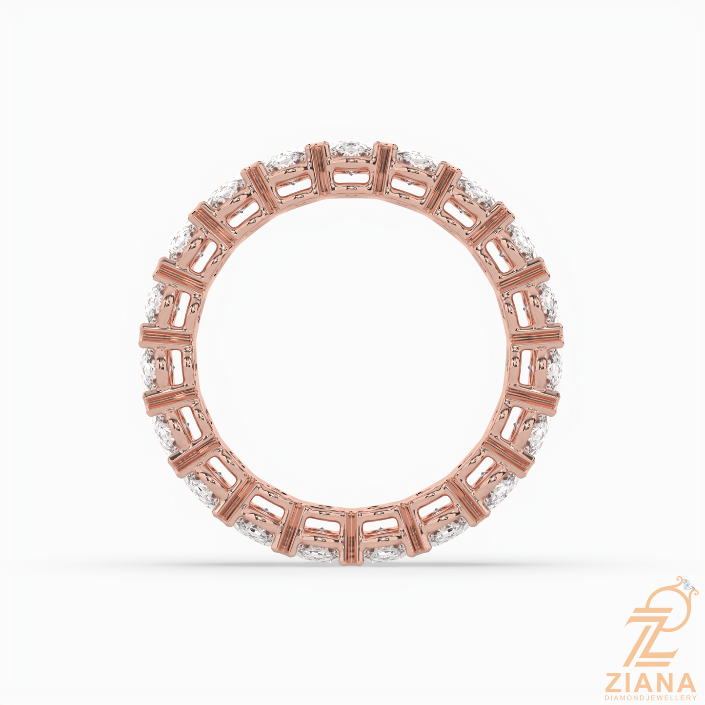 oval diamond eternity band ring