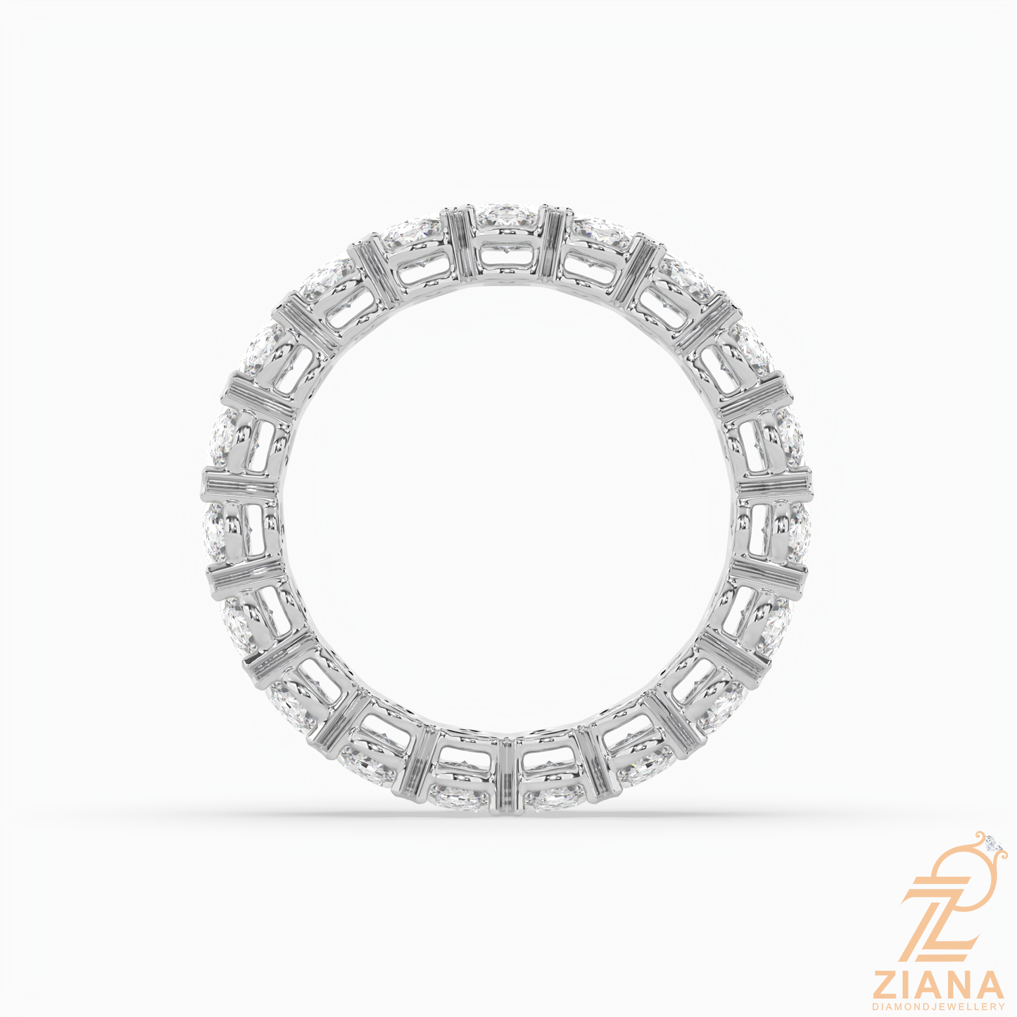 oval diamond eternity band ring