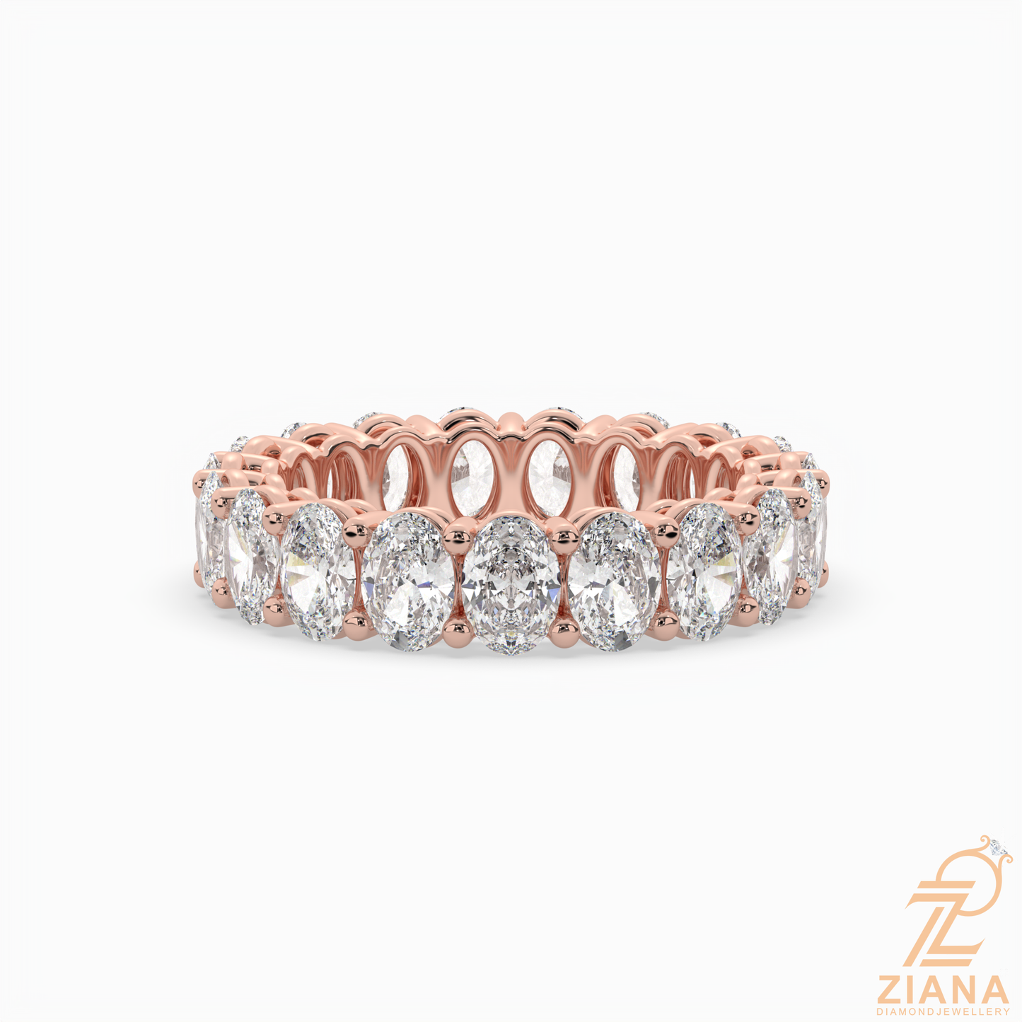 oval diamond eternity band ring