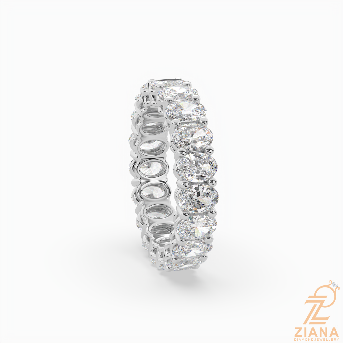 oval diamond eternity band ring