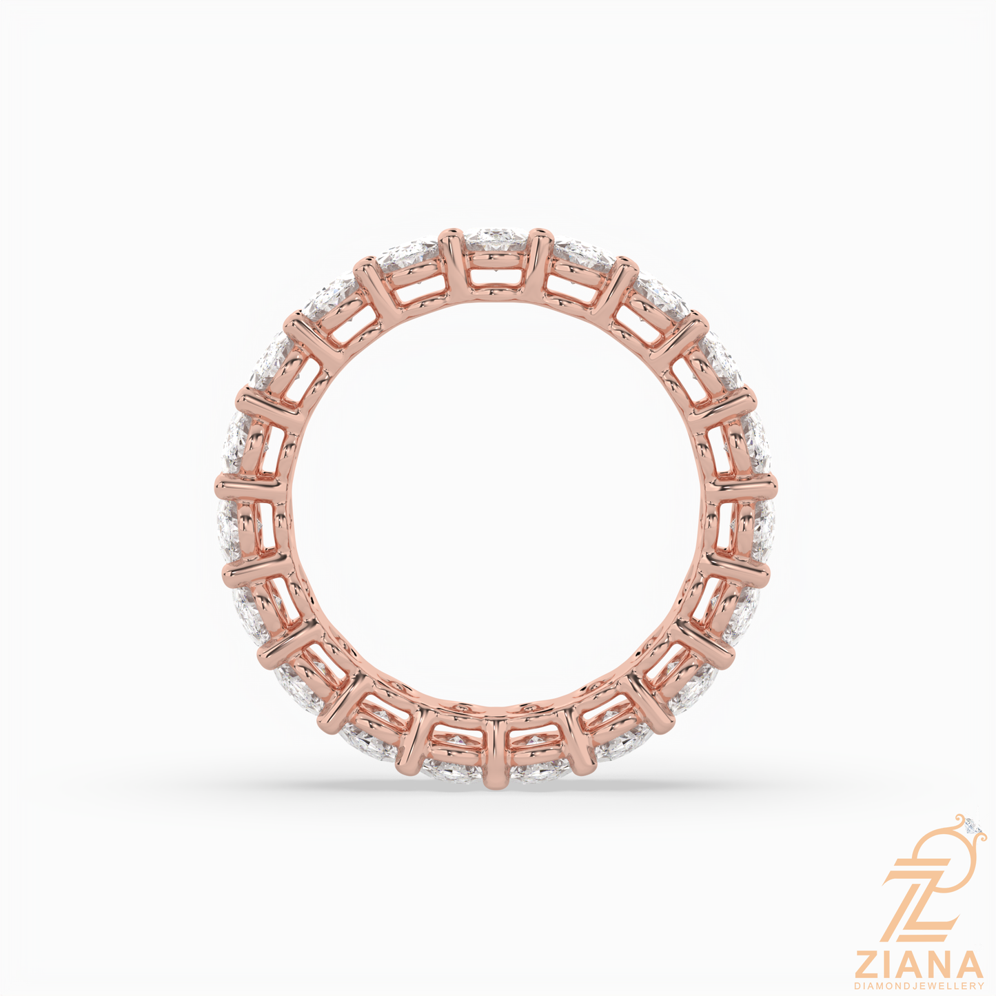 oval diamond eternity band ring
