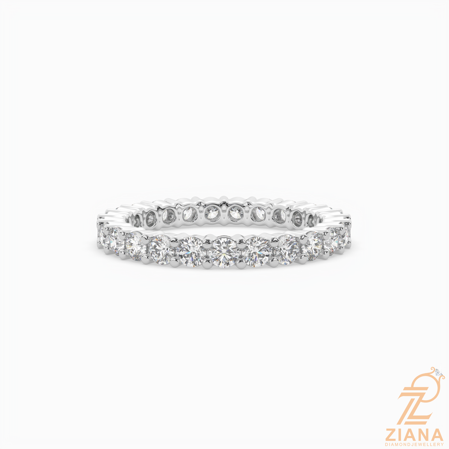 round brilliant diamond eternity band ring