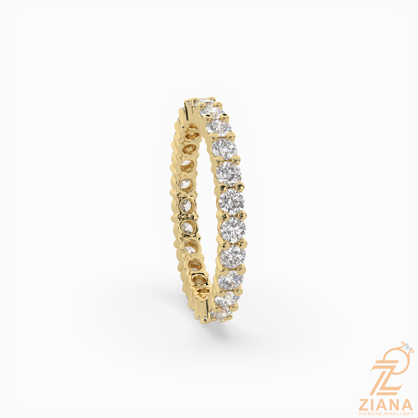 round brilliant diamond eternity band ring