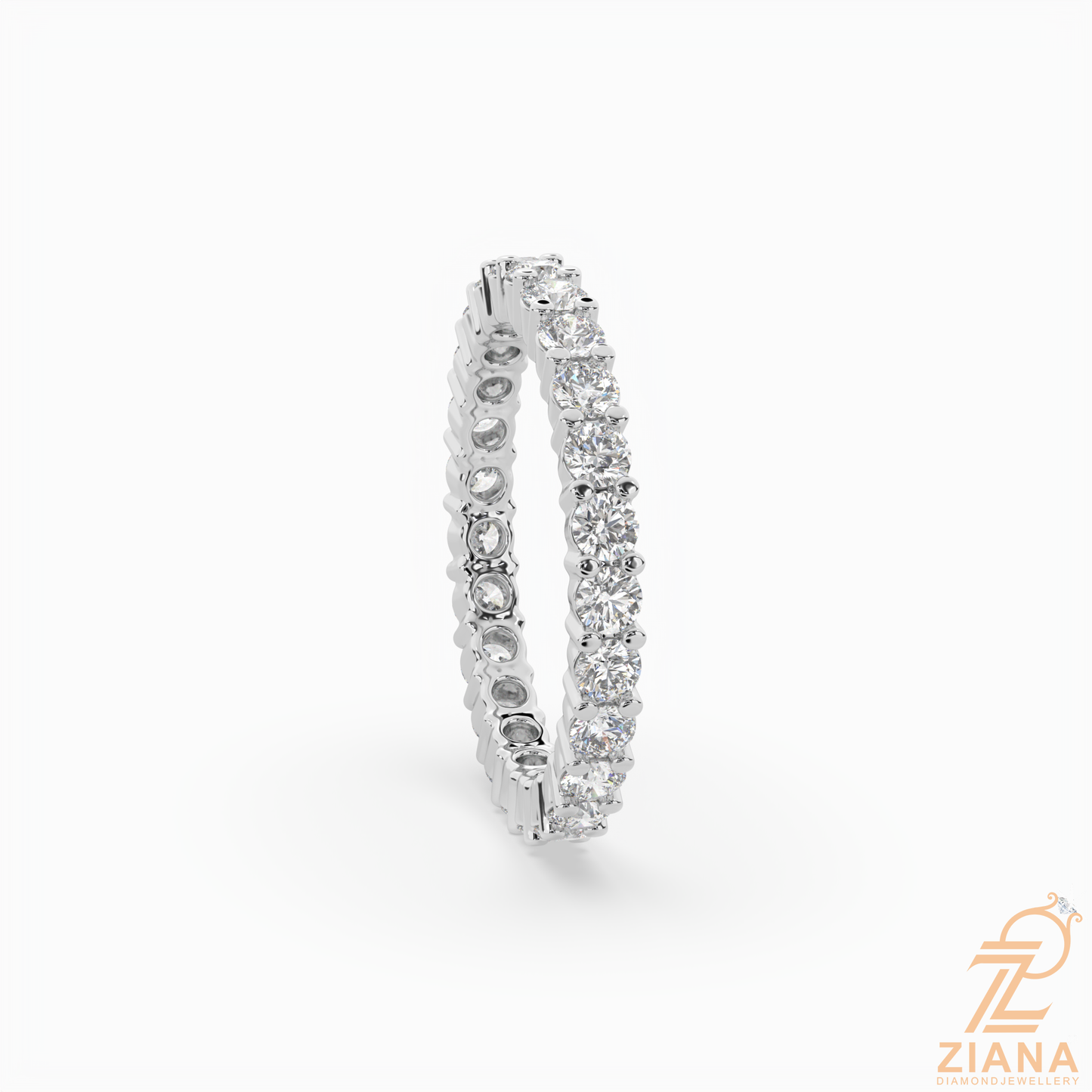 round brilliant diamond eternity band ring