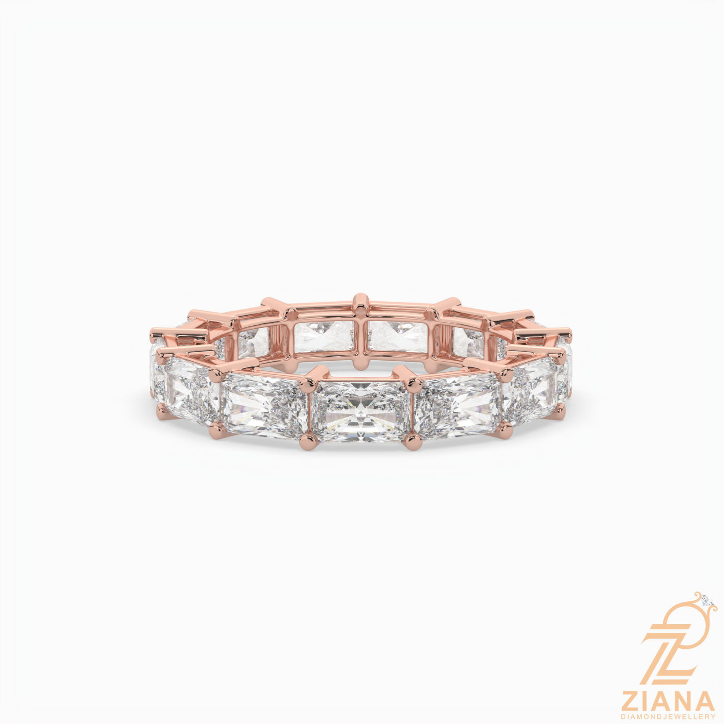 emerald cut diamond eternity band ring