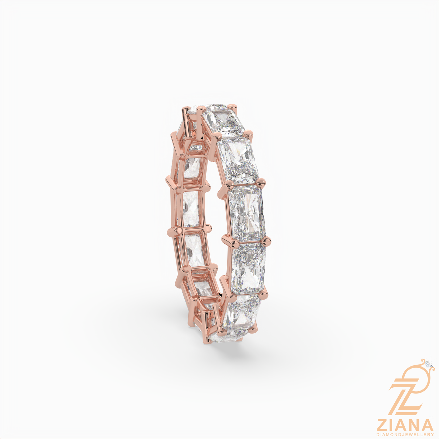 emerald cut diamond eternity band ring