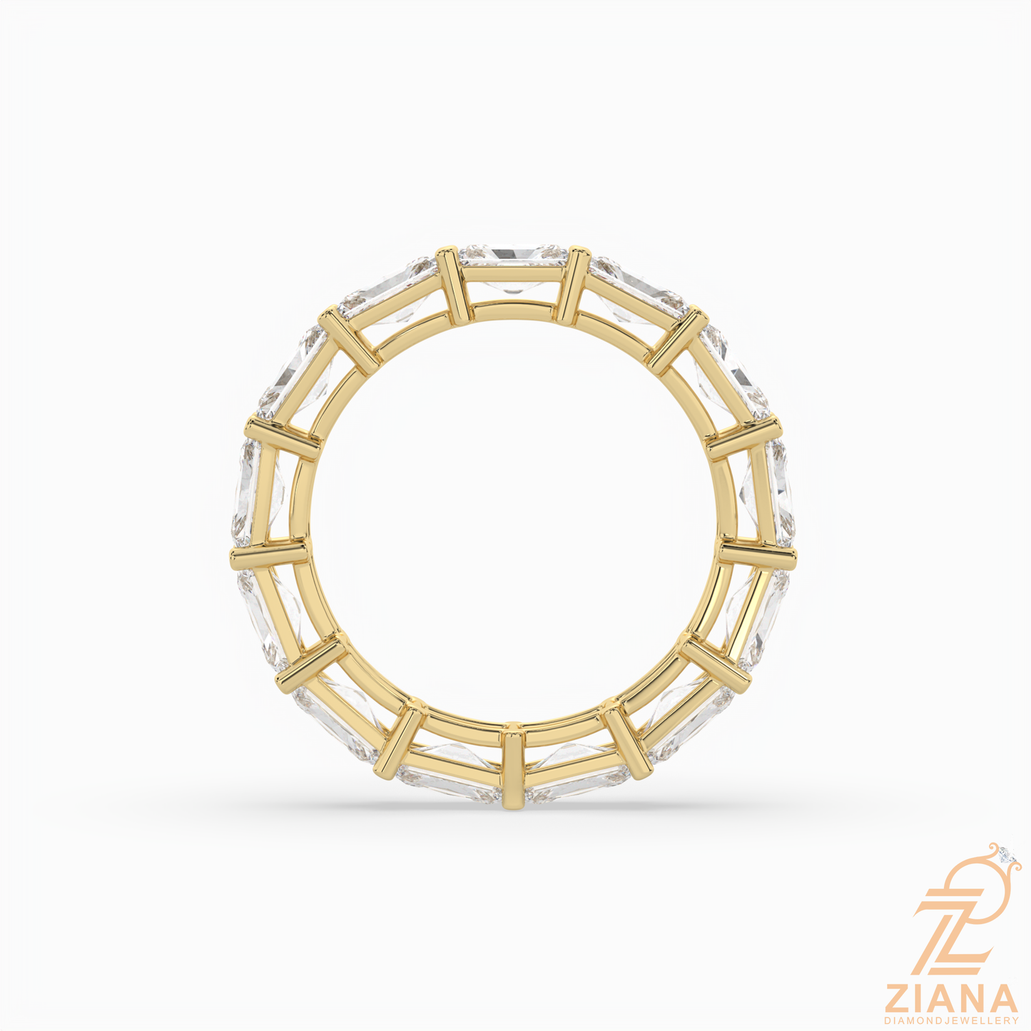emerald cut diamond eternity band ring