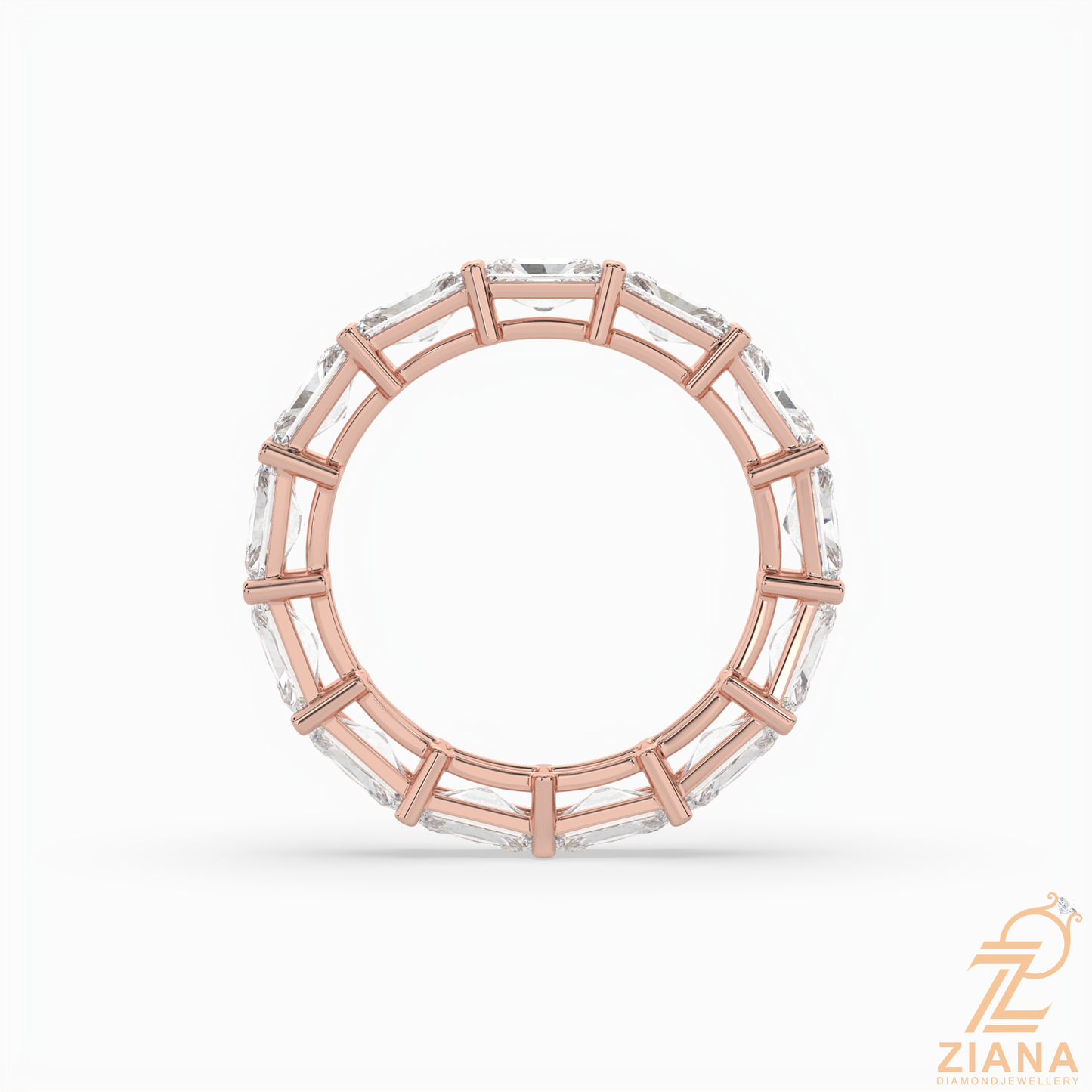 emerald cut diamond eternity band ring
