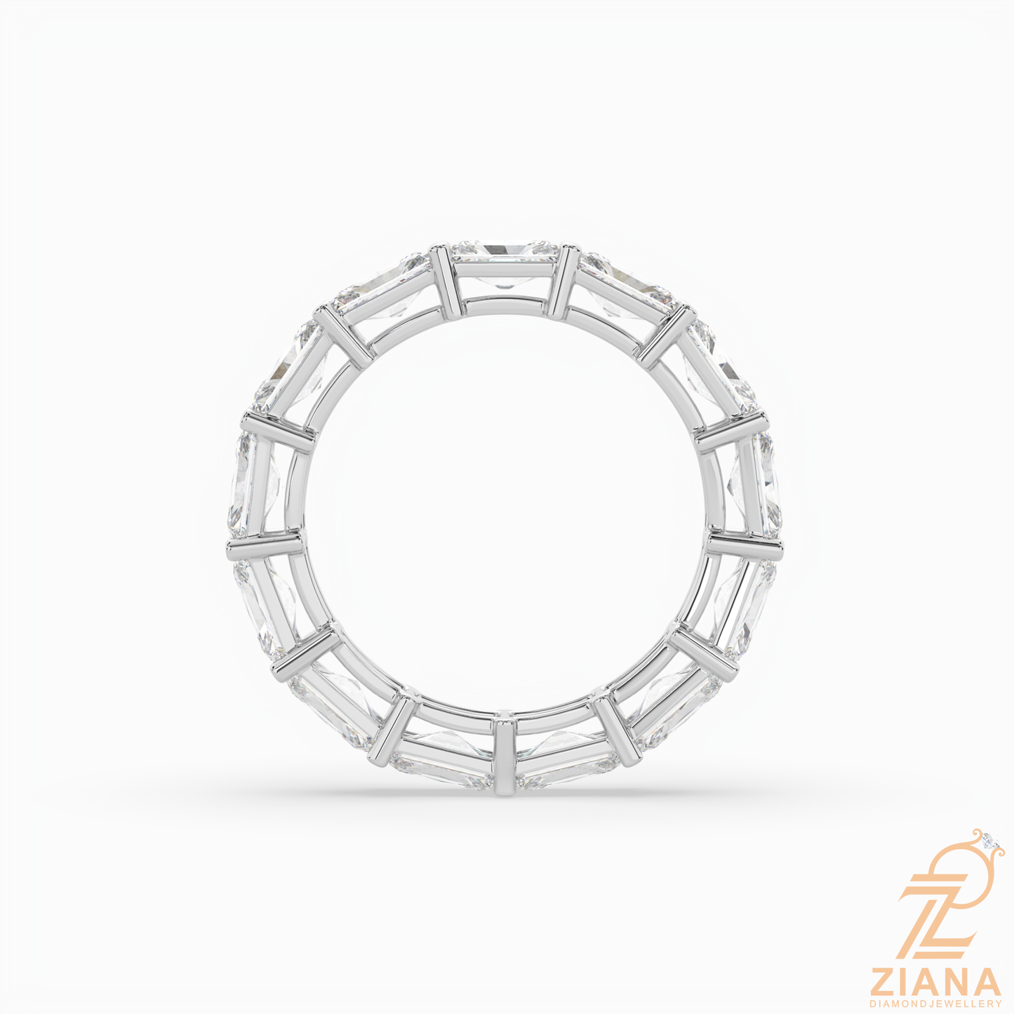 emerald cut diamond eternity band ring